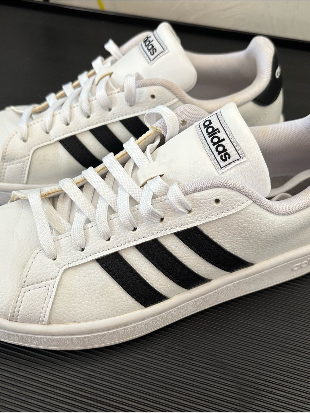 adidas White and Black Low-Top Leather Sneakers
